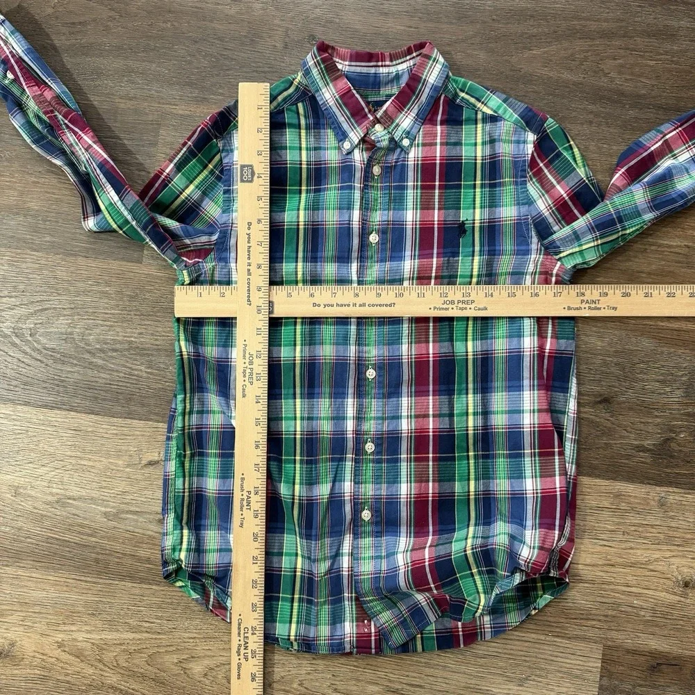 Ralph‎ Lauren Boys Multicolor Plaid Button Down Shirt Sz L Preppy Casual